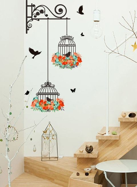 Generic Removeable Wall Stickers Wall Painting Birdcage Background Room Decoration Multicolour