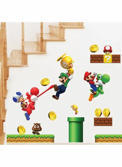 Dada Home Polyvinyl Chloride Printed Super Mario Wall Sticker Multicolour