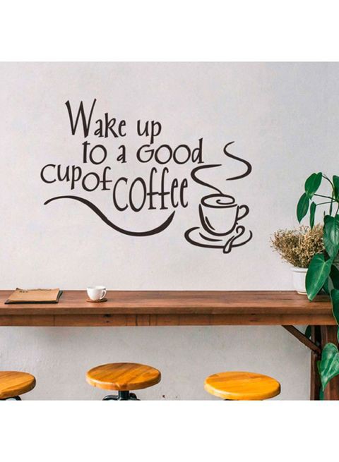 Generic Wake Up To A Good Cup Of Coffee English Wall Stickers Multicolour 35X25cm