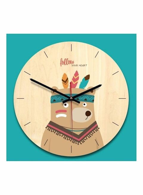 Generic Wooden Creative Wall Clock Multicolour 11inch