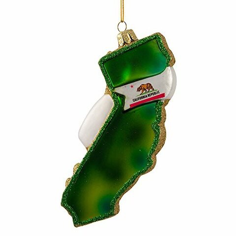 Kurt Adler Glass California Ornament, 5-Inch