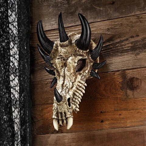 Design Toscano Pd203 Manchester&#39;s Dragon Bones Sculptural Skull Wall Trophy,Full Color