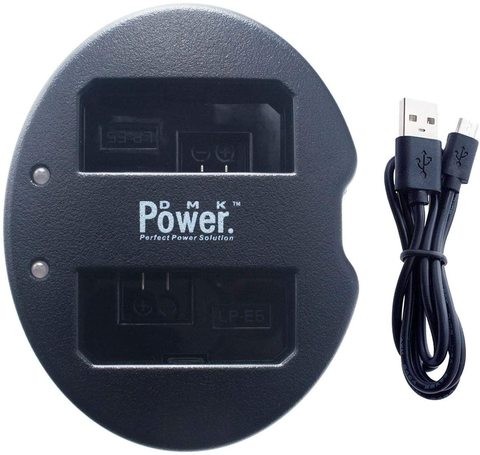 DMK POWER LP-E5 Double USB Charger TC-USB 2 for Canon EOS 450D 500D 1000D EOS 450D DSLR SLR Digital Camera etc