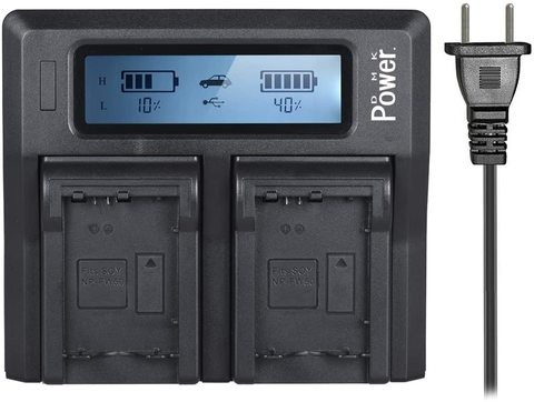 DMK Power NP-FW50 DC-01 LCD Dual Battery Charger for NP-FW50 Alpha a3000 a5000 a5100 Alpha a6000 a6300 a6400 a6500 Alpha 7 a7 7R a7R a7RM2 7S a7S