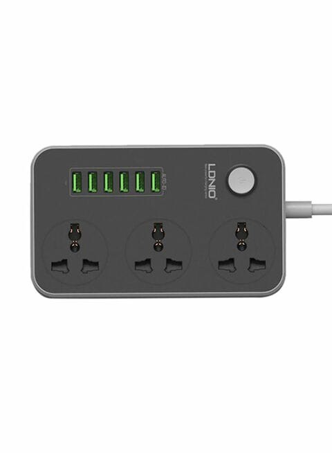 6-port Usb Power Strip With  3 Anti Static Ac Sockets Black 162 x 97 x 38 millimeter