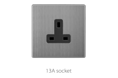 COFFEE STAINLESS STEEL  13A SWITCH SOCKET