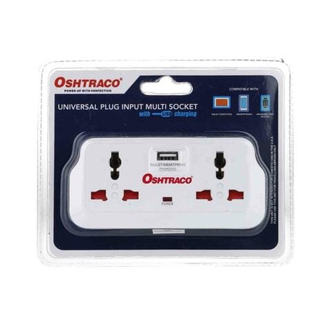 Oshtraco 2 Way Socket 2.1 Amp And 2 USB