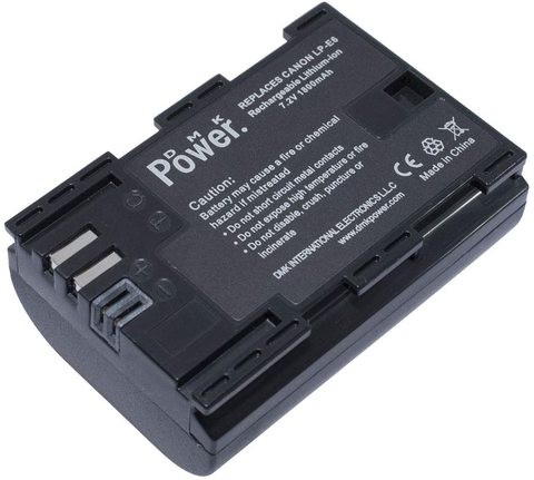 DMK Power LP-E6 Replacement Battery 1800mAh for Canon EOS R 60D 70D 80D 5D II 5D III 5D IV 5Ds 6D 6D Mark II 7D 7D Mark II C700 XC10 XC15 Cameras