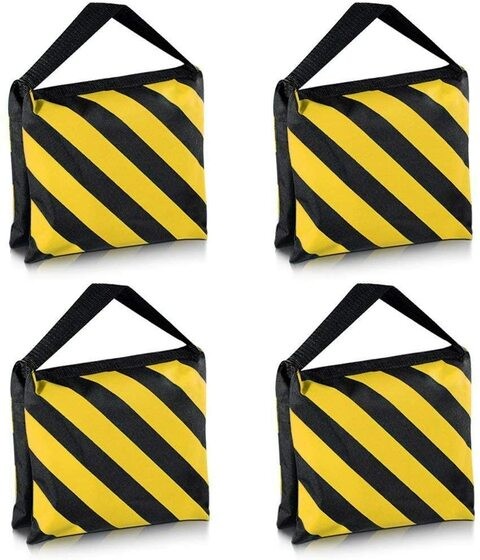 Coopic Set Of Four Black/Yellow Heavy Duty Sand Bag Photography Studio Video Stage Film Sandbag Saddlebag For Light Stands Boom Arms Tripods