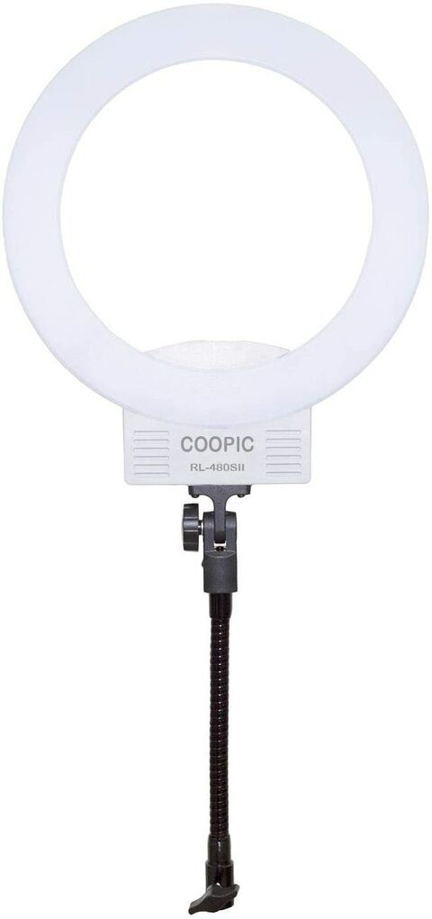 Coopic Rl-480Sii Bio-Color 3200K-5600K (12 Inches/31 Centimeters Outer, 36W, 240 Pieces LED Smd) Dimmable Ring Video Light With Bendable Tube (White Body)