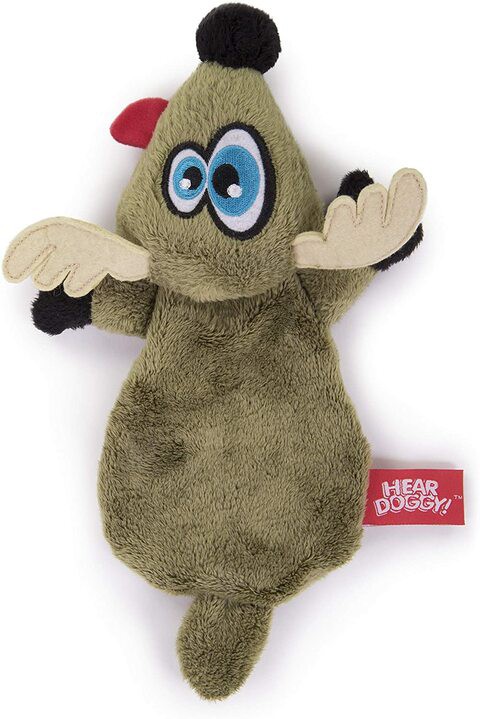 Hear Doggy! Flattie Gator With Chew Guard Technology And Silent Squeak Technology Plush Dog Toy