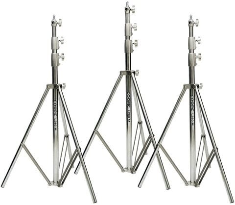 Coopic 3 Pcs L-280m 110 Inches/280 cm Heavy Duty Stainless Steel Light Stands With 1/4-Inch To 3/8-Inch Universal Adapter For Studio Softbox, Monolight And Other Photographic Equipment