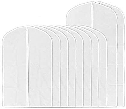 Generic Pack of 10 Hanging Full Zipper Suit Garment Bag Lightweight, For Closet Storage or Travel Clothes Cover (8 Medium And 2 Large), Clear