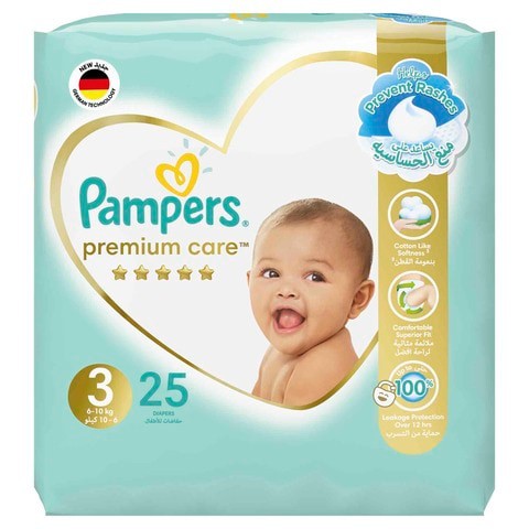 Pampers Premium Care Diapers Midi Size 3 6-10kg Carry Pack 25 Count