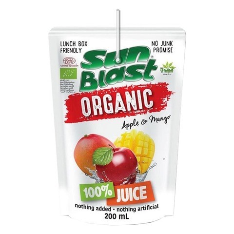 Sunblast organic apple and mango juice 200ml x 10 pieces