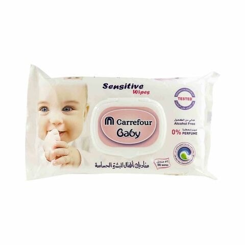 Carrefour Sensitive Baby Wet Wipes 56 Pieces × 4