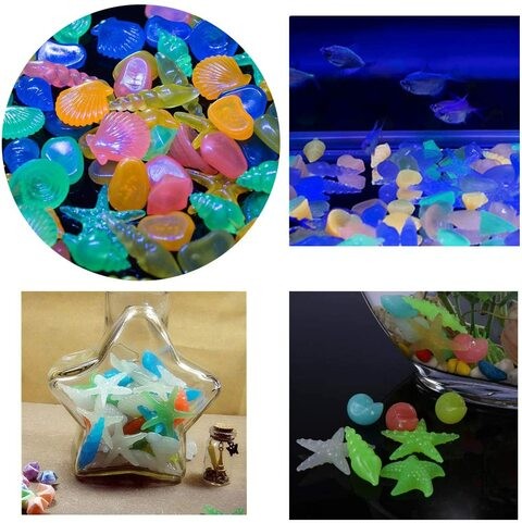 ALISSA 100Pcs Colorful Luminous Decorative Sea Shells Aquarium Stones (Mixed Colors)