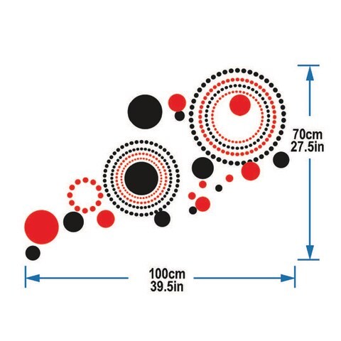 Sticky Art Red and Black Circles Wall Sticker - Medium - 50 x 70 cm - STA -162