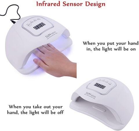 SKY-TOUCH Professional Gel Polish LED Nail Drying Lamp ، مجفف الأظافر Sun X5 Plus 54W UV LED Nail Lamp for Professional Manicure Salon ، Nails ، Polish ، Curing ، Manicure ، Pedicure ، Nail Art Tools