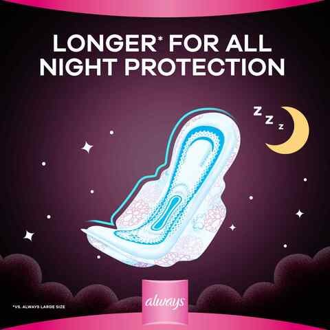 Always Maxi Thick Night Pads With Wings, 24 Pads