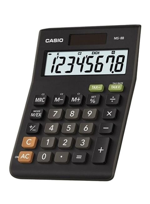 Casio 8-Digit Compact Calculator, Black/Grey/Green