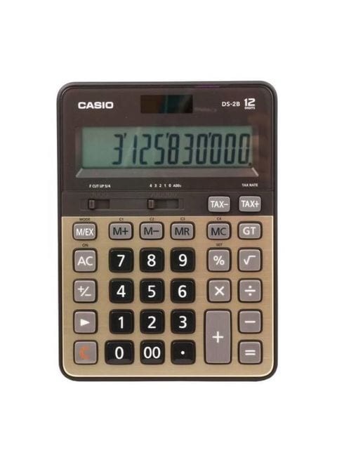Casio 12-digit desk calculator, brown