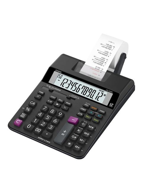 Casio 12 Digit Printing Calculator, Black/Grey