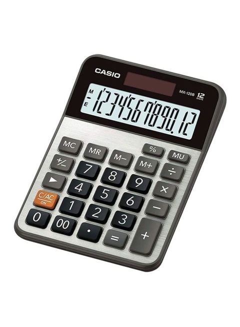 Casio MX120B Basic 12-Digit Calculator, Silver/Grey/Black