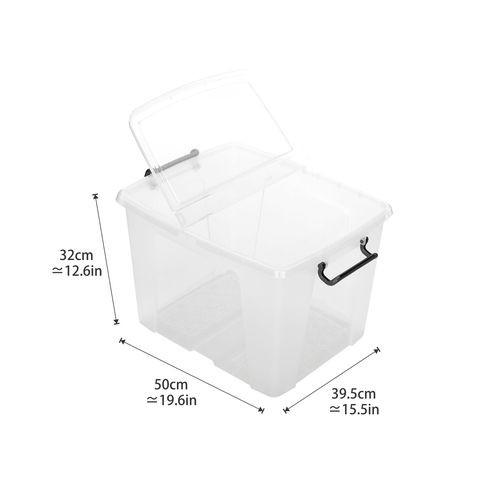 Strata, Made in UK, 40 Liter Smart Bin with Folding Lid, L50xW39.5xH32cm-STR-XW674-CLR/CLR-ST