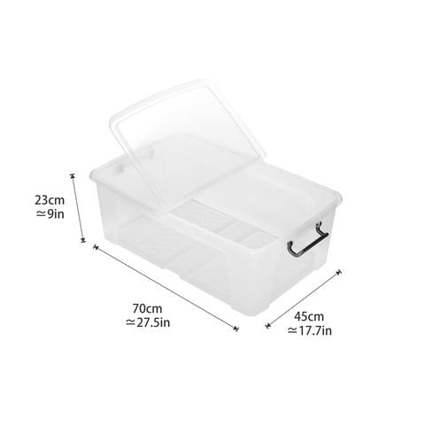 Strata, Made in UK, 50 Liter Smart Bin with Folding Lid, L70xW45xH23cm-STR-XW675-CLR/CLR-ST