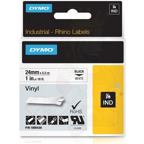 Dymo 24mm Vinyl Tape Black on White