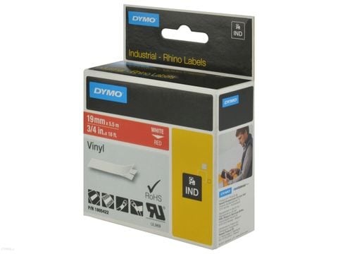 Dymo vinyl tape 19 mm, white on red