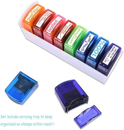 Iwanto Self Inking Motivational Stamp Set for Teachers (8 Pieces)