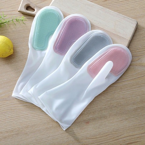 Magic Silicone Gloves With Wash Scrubber Random color