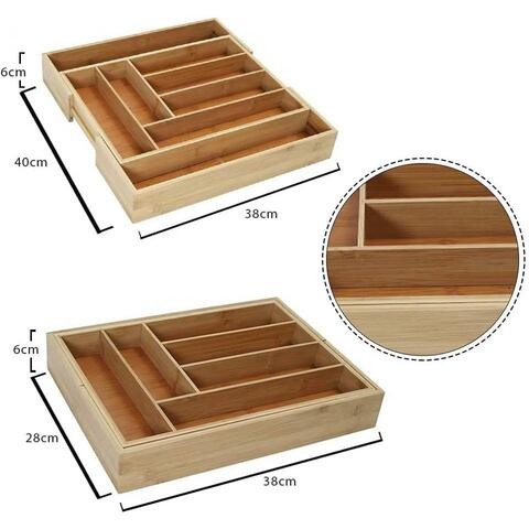 Aiwanto Bamboo Cutlery Tray for Drawer Spoon Tray Utensil Organizer For Kitchen Drawers