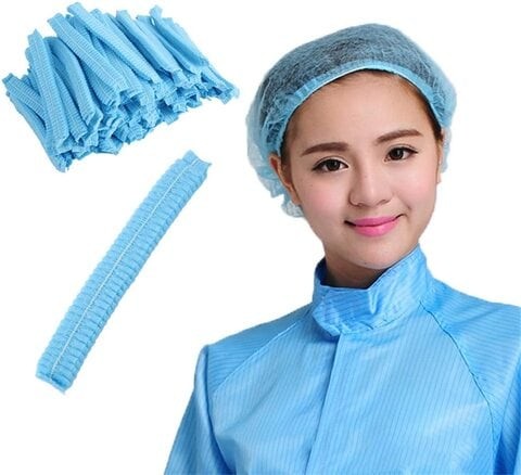 100pcs blue hair net caps set - headpiece - bouffant caps