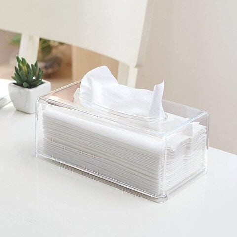 Falcon Clear Acrylic Facial Tissue Box Cover Rectangular Tissue Holder Car Office Home Clear Tissue Holder