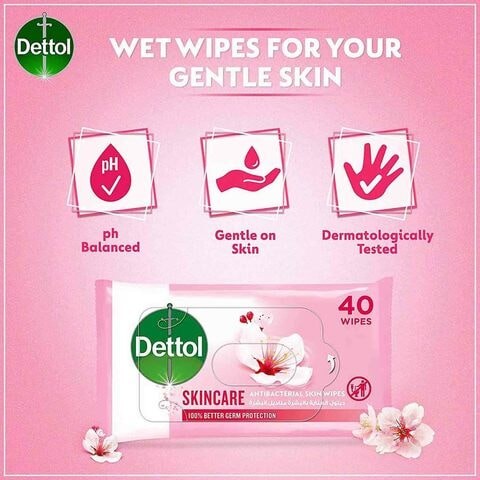 Dettol Skincare Anti-Bacterial Wipes 40 Pieces