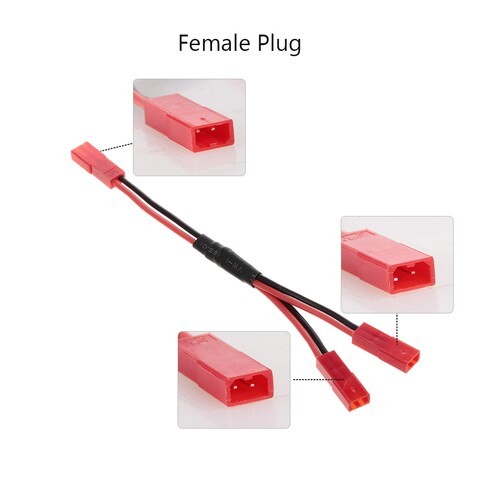 Generic-2pcs JST Female Connector Y Cable for 1/10 Traxxas TRX-4 RC Crawler Automotive ESC Battery
