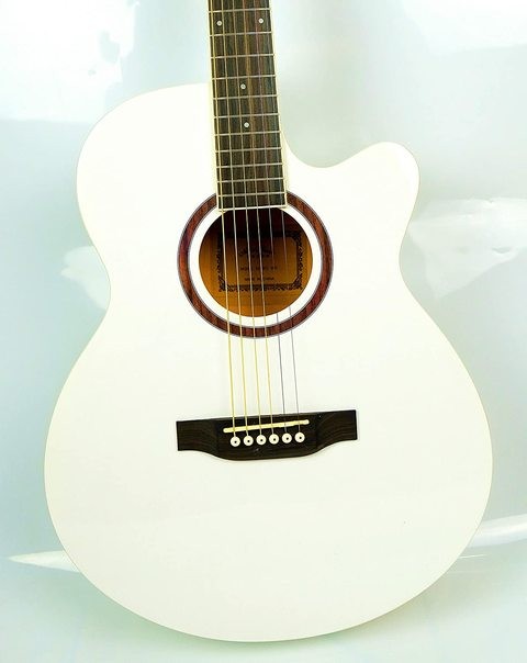 40 inch acoustic guitar with bag and strap (40 inch acoustic guitar, glossy white)