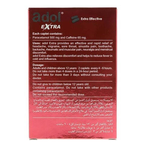 Adol Extra Effective Pain Reliever 24 Tablets