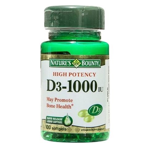 Nature's Bounty Vitamin D3 1000 IU Dietary Supplement 100 Softgels