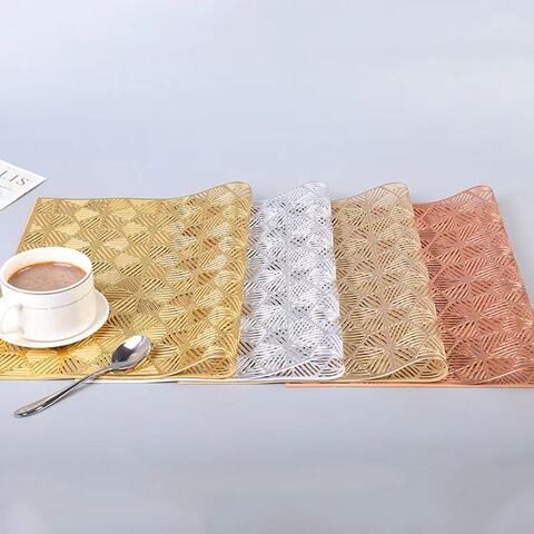 4-Packed Dining Table Rectangle Placemats Table Mat Set Coffee Mat Set Of Pvc Insulation Non-Slip Insulation Pad Home Tableware Accessories