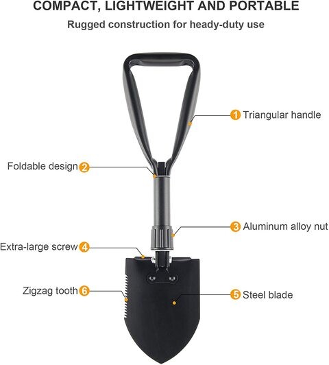 Folding shovel with portable camping shovel