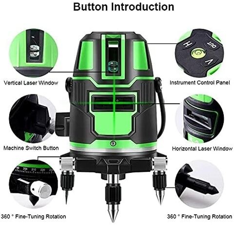 ECVV Laser level 5 Lines Green Light Professional Cross Marking Meter Self-leveling Horizontal Vertical Laser Ruler Spirit Level | LM550GD