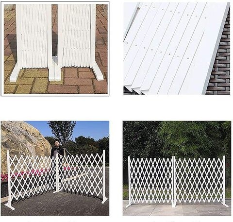 LINGWEI Expandable Wooden Garden Fence Trellis Fence Pet Safety Gate Wicker Fence Privacy Fence Nursery Guardrail Outdoor Garden Grid 70cm White