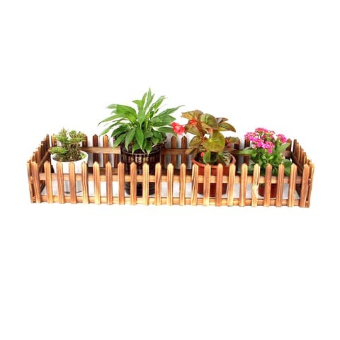 LINGWEI Wood Picket Garden Fence Garden Landscape Edging Border Lawn Edgings Wooden Solid Fence Flower Bed Edging Wooden Plant Borders Animal Barrier 30x160cm