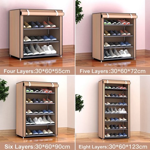 Generic Multi Layer Non-woven Fabric Shoe Cabinet 3/4/5/6/8 Dustproof Shelves