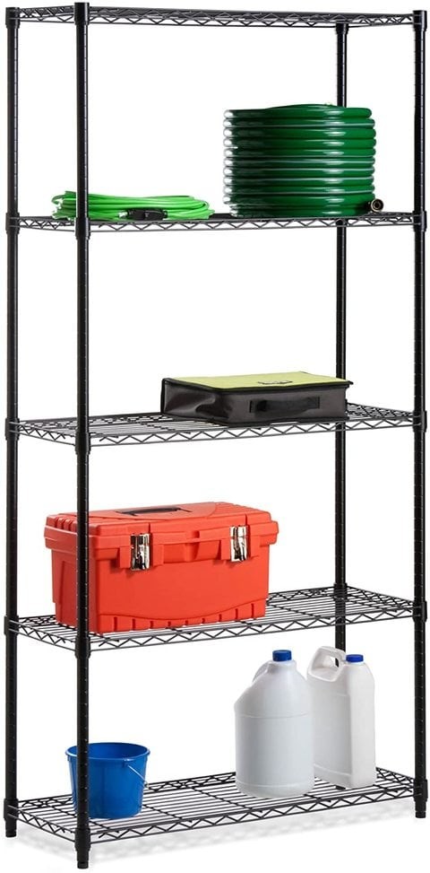 Double Layer 5-Tier Wire Metal Storage Rack Black 158x60x35 cms