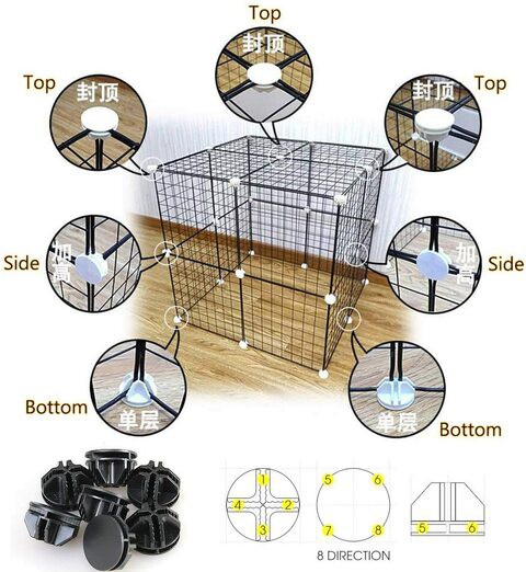 Naor Small Dog Playpen Indoor, Rackaphile Small Animal Pet Playpen With Door Diy Metal Wire Portable Pet Fence Cage Kennel Crate For Cats, Puppy, Rabbit, Ferret, Guinea Pig, Bunny (12 Panels-B)